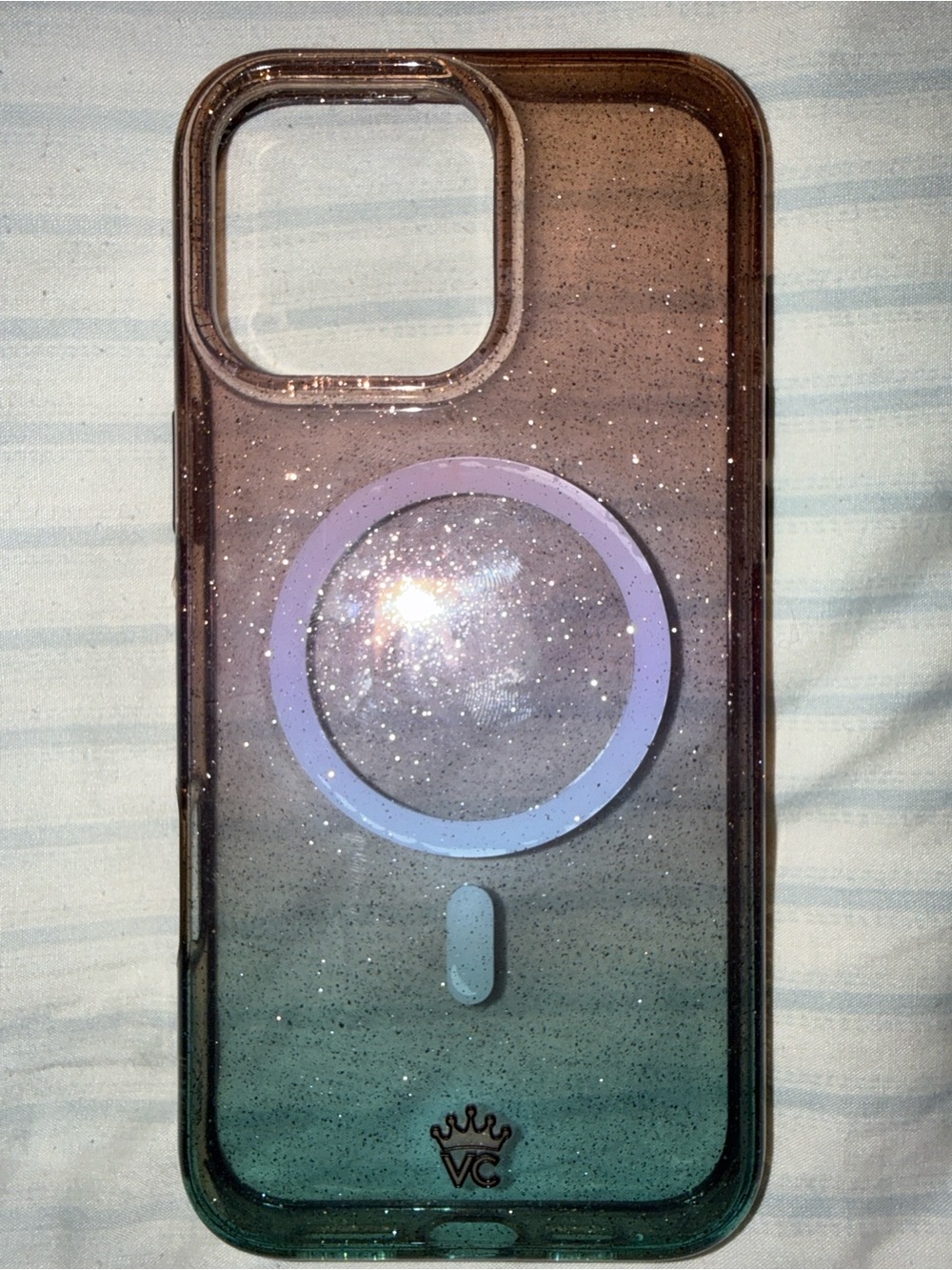 Velvet Caviar Ombre Glitter MagSafe Phone Case in Green and Purple